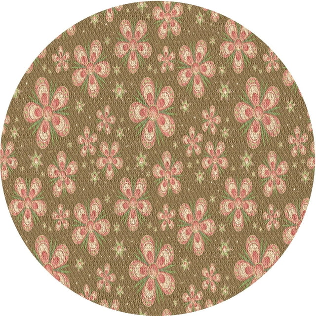 Ahgly Company Tapis Rond Lavable en Machine Intérieur Transitionnel Marron Clair, 4 Pieds Rond
