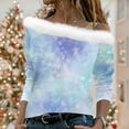 thumbnail image 2 of Women's Off-Shoulder Christmas Sweater Festive Holiday Pullover with Christmas Trees and Snowflakes Design, 2 of 5
