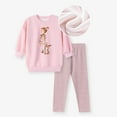 thumbnail image 4 of SGFCWSX Girls Sweatsuit Sets Fleece Winter Outfits 2 Piece Super Skinny Leggings and Sweatshirts Set Pink Size 6 Years, 4 of 8