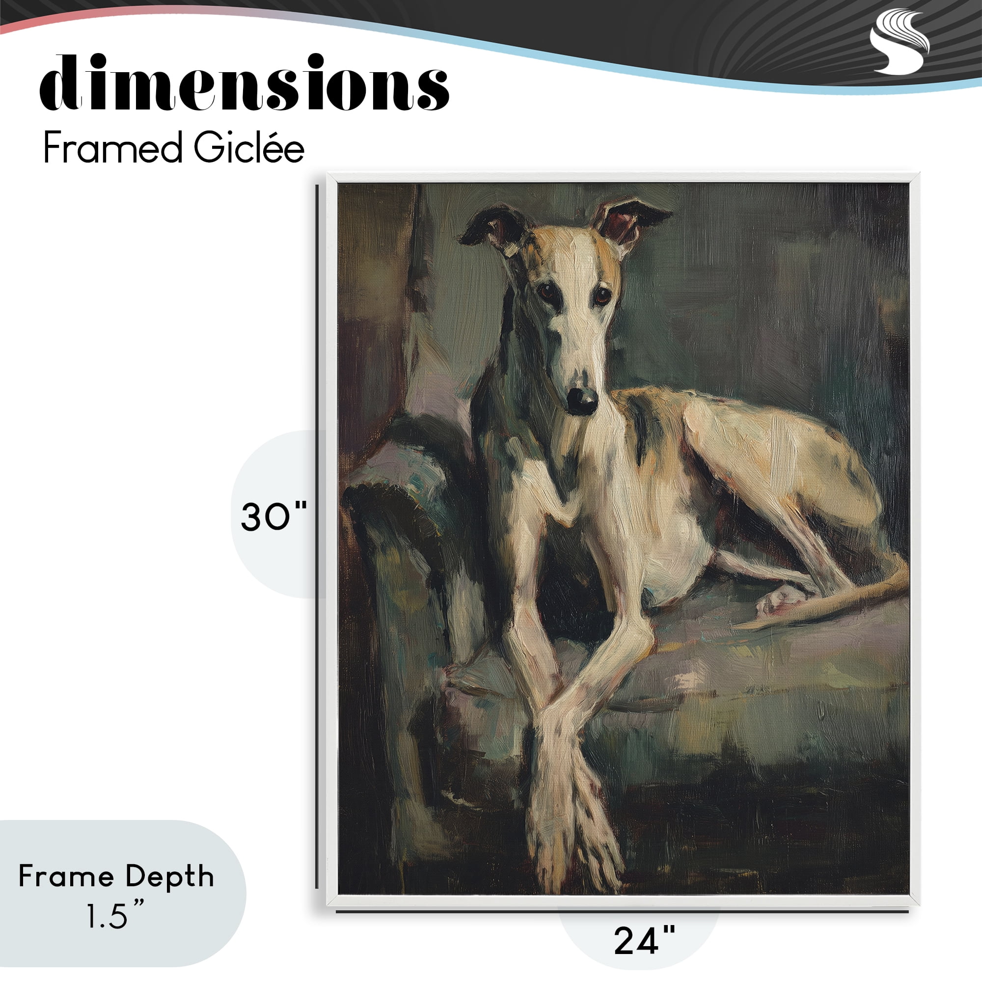 Stupell Industries Regal Comfort Whippet Dog White Framed Giclee Art, design by Svetlana Aleynikova