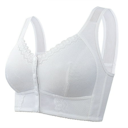 Yubnlvae Bralette ( White 36-56 ) Moona Bra for Senior Front Closure Breathable Bra for Seniors Wirefree Bras for Older Women