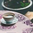 thumbnail image 3 of Ambesonne Floral Fitted Round Tablecloth, Minimalist Dots Rose Pattern, 45"- 56" Diameter, Dark Purple Grey Pink, 3 of 5