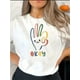 thumbnail image 1 of Camiseta informal de cuello redondo para mujer con estampado colorido de "OK", mezcla de algodón y elastano elásticos, cómoda camiseta de verano, ideal para practicar deportes de ocio., 1 of 9