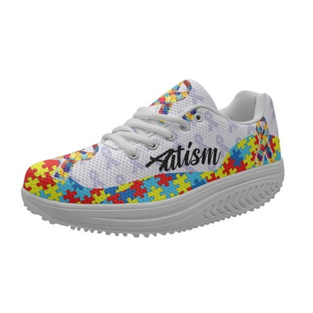 

Hot Sales Cartoon Autism Awareness Graphic Women s Spring Autumn Running Shoe Non-slip Brand Design Sneakers Zapatillas de Mujer