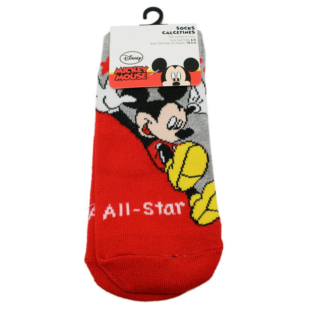Mickey Mouse - Disney's Mickey Mouse Sliding Red/Gray Kids Socks (1 ...