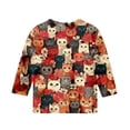 thumbnail image 4 of CCRFTGI Cute Shirts for Children Girls Size 6-7 Girls Clothes 3/4 Sleeve Novelty Animal Print Blouses Lightweight Round Neck Tunic Tops Royal Blue 12-13 Years, 4 of 4