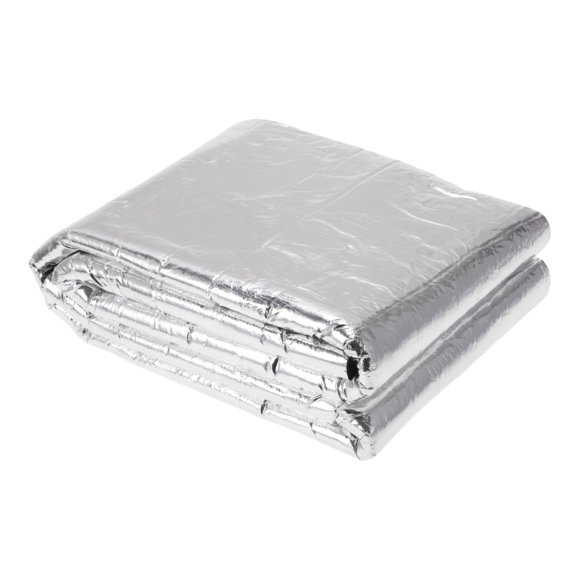 Unique Bargains 433mil 11mm 16.36sqft Alfombra de insonorización para coche, material de escudo térmico autoadhesivo para capó, cubierta de motor de barco 59.84"x39.37" tono plateado