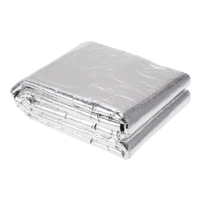Unique Bargains 433mil 11mm 16.36sqft Alfombra de insonorización para coche, material de escudo térmico autoadhesivo para capó, cubierta de motor de barco 59.84"x39.37" tono plateado