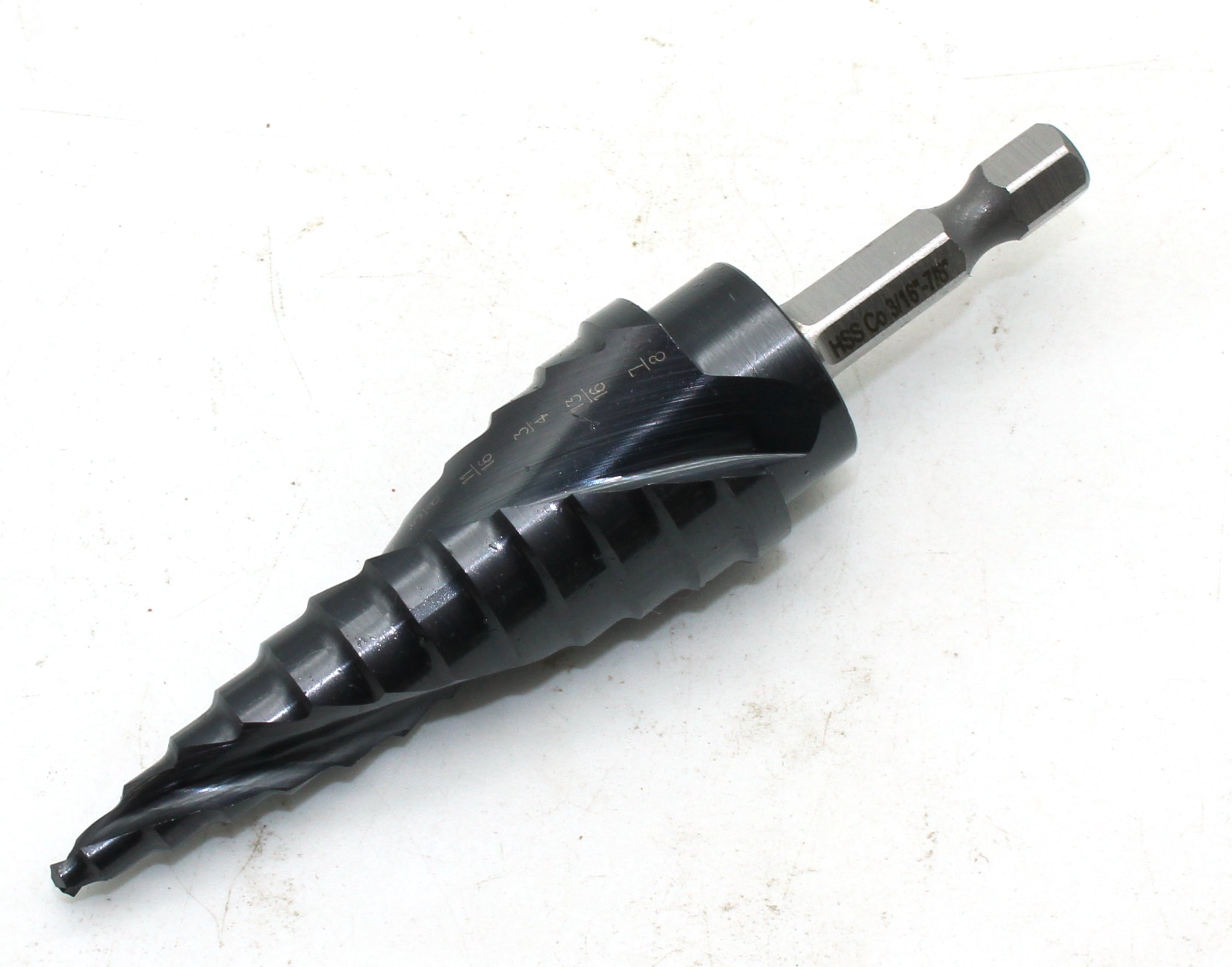 TEMO Black AITiN Coated M35 Cobalt Smooth Step Drill Spiral Flute Unibit, 12 Size from 3/16 Inch to 7/8 Inch, 1/4 Inch Hex Shank