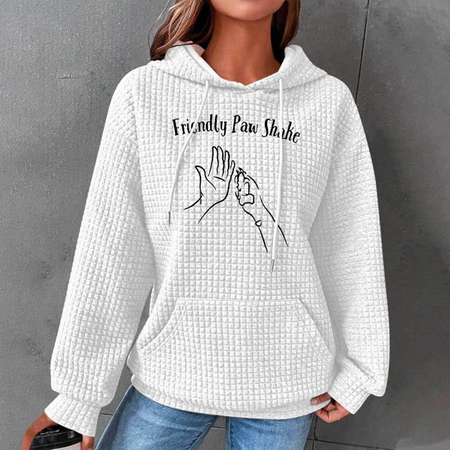 Chandail en Molleton pour Femmes Mode Femmes Imprimé Col Rond Manches Longues Hauts Ample Chandail en Molleton à Capuche Pull Blouse