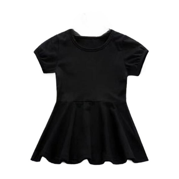 TAIAOJING Girls Summer Dresses Casual Dress For Baby Toddler Girls Solid Color Elastic Waist Outdoor Play Dress For 5 Months To 4 Years Trendy 8-12M