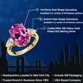 thumbnail image 2 of Gem Stone King 18K Yellow Gold Plated Silver Pink Created Sapphire and Lab Grown Diamond Engagement Ring for Women | 6.70 Cttw | Oval 14X10MM | Gemstone September Birthstone | Size 5, 2 of 6
