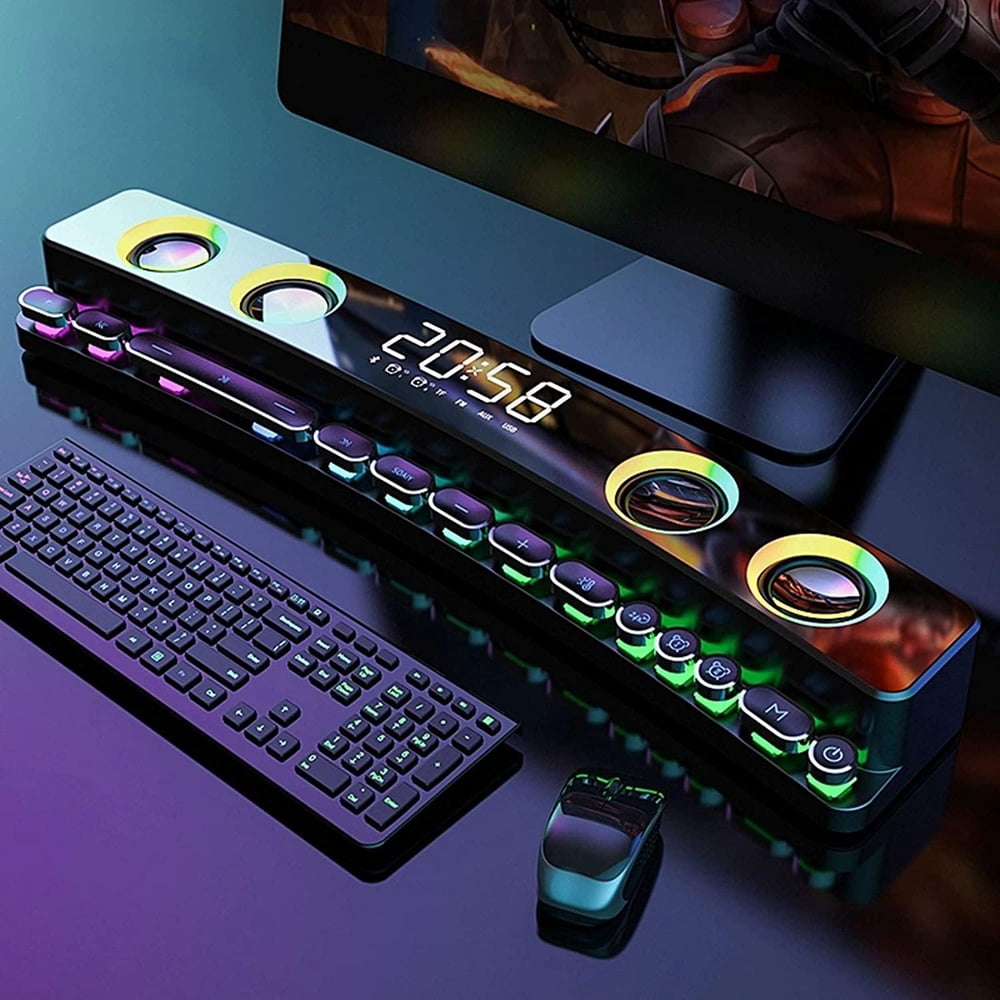 Gaming Computer Speaker 3600mA Dual Powerful 12W With Colorful RGB Light Wireless Bluetooth 5 