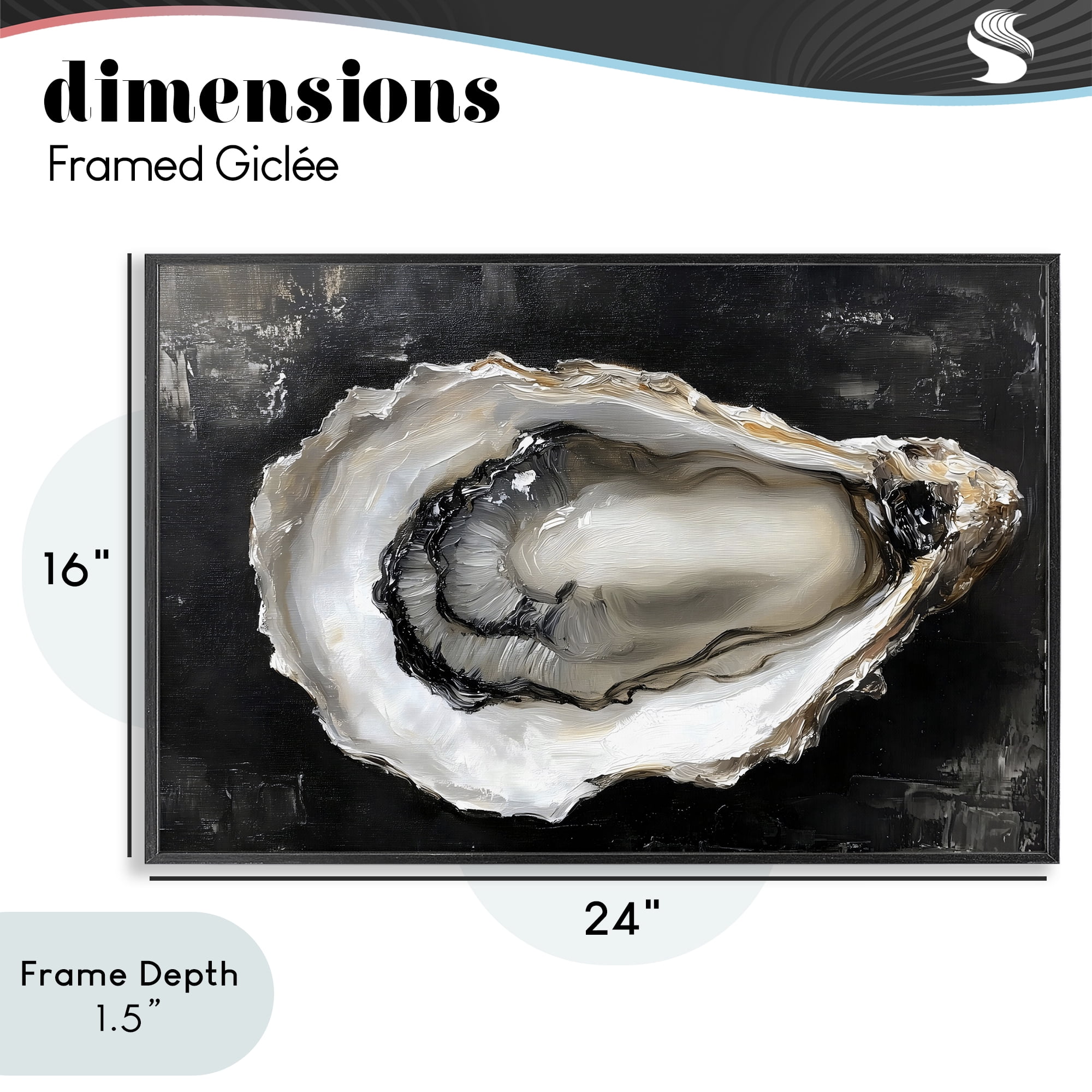 Stupell Industries Black Oyster Pearlescent Shell Black Framed Giclee Art, design by LSR Design Studio