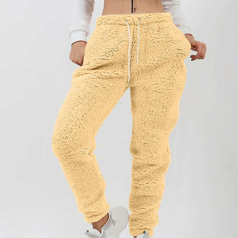 Posijego Fleece Jogger Pants for Women Fuzzy Sweatpants Drawstring Warm Comfort Pajama Pants with Pockets Walmart