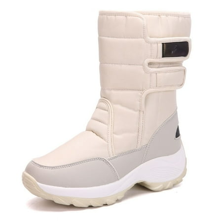 

2019 Winter Fashion women shoes Breathable Thick bottom warm fur Mid-Calf Wedge waterproof Shoes plus size zapatos de mujer