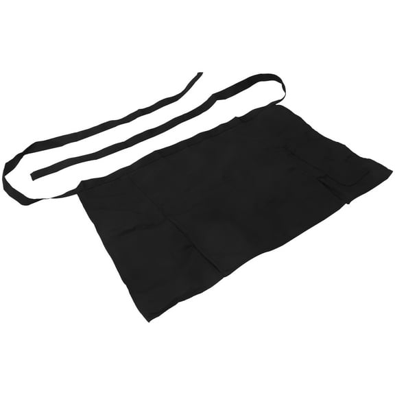 Clispeed Black Short Waist Kitchen Apron with Large Pocket for Cooking Baking and Serving