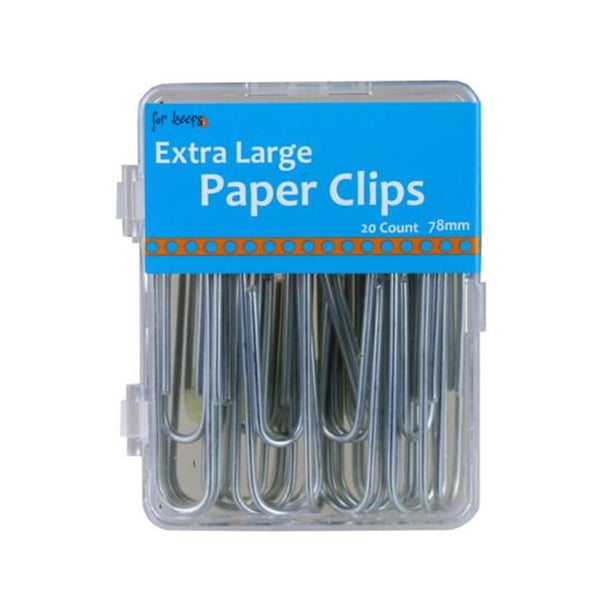 Kole Imports EC35648 Extra Large Paper Clips, Silver 20 Count Case
