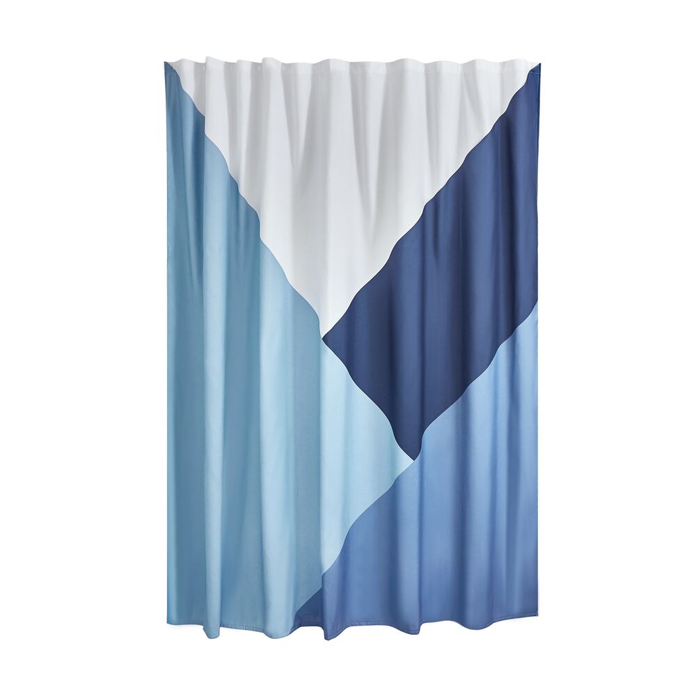 iDesign Colorblock Fabric Shower Curtain, 72" x 72", Blue
