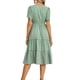 thumbnail image 4 of VISgogo Vestido de manga corta para mujer, vestido holgado con cintura elástica y cuello cuadrado con estampado de corazón pequeño, ropa informal simple de una pieza VISgogo  moda, 4 of 5