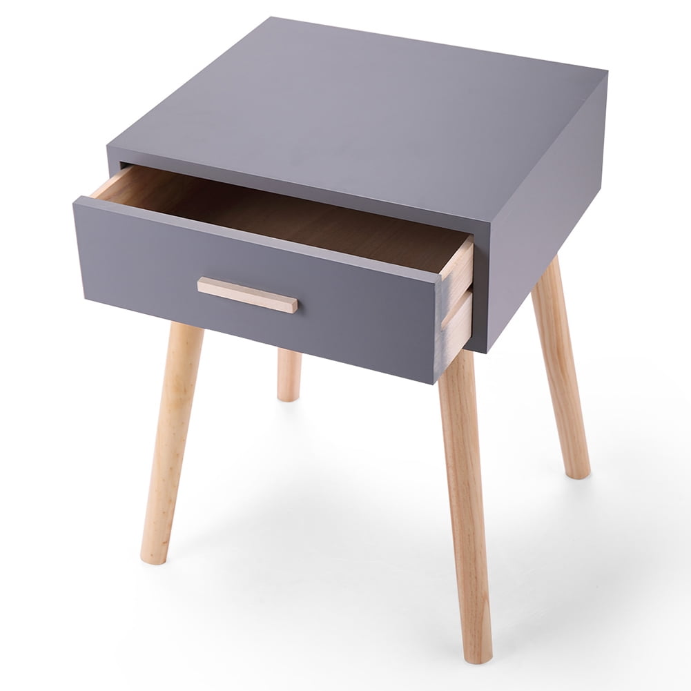Kepooman Set of 2 Nightstands for Bedroom with 1 Drawer Storage Drawer, Fashion Bedside Cupboard for Nursery, Bedside Furniture for Living Room, Grey Kepooman Set of 2 Nightstands for Bedroom with 1 Drawer Storage Drawer, Fashion Bedside Cupboard for Nursery, Bedside Furniture for Living Room, Grey