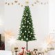 thumbnail image 1 of 6-foot prelit artificial slim pencil christmas tree con LED pre-lit, twinkle warm blanca lights, y metal stand para christmas party decorations, 1 of 8
