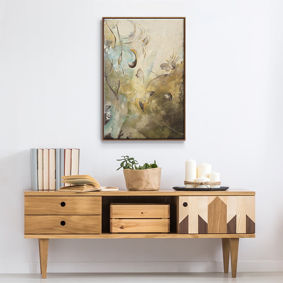 Enchanted Garden II Framed Premium Gallery Wrapped Canvas - Ready to Hang - 27 x 41 - Walnut Floating Frame