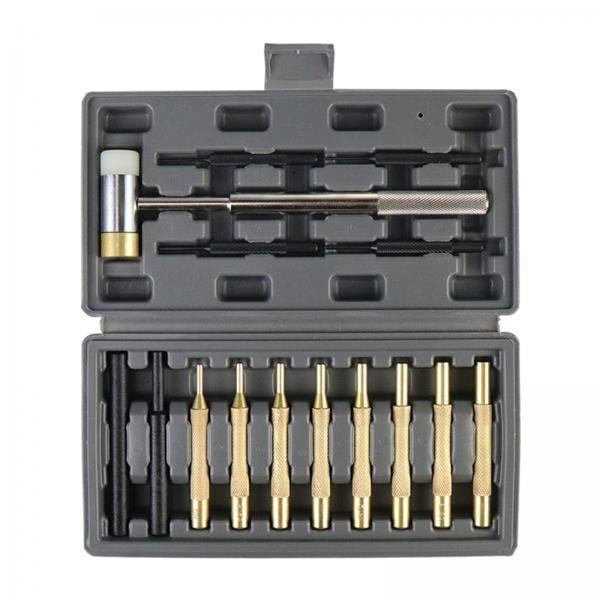 2 15pc Punch Set Martillo de doble cara Latón Acero Armero 2 piezas Zulema Pin Punzones y Martillo