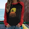 thumbnail image 2 of Moda mujer primavera patchwork impreso manga larga cuello redondo casual tee tops Pompotops FGAJ4786, 2 of 5