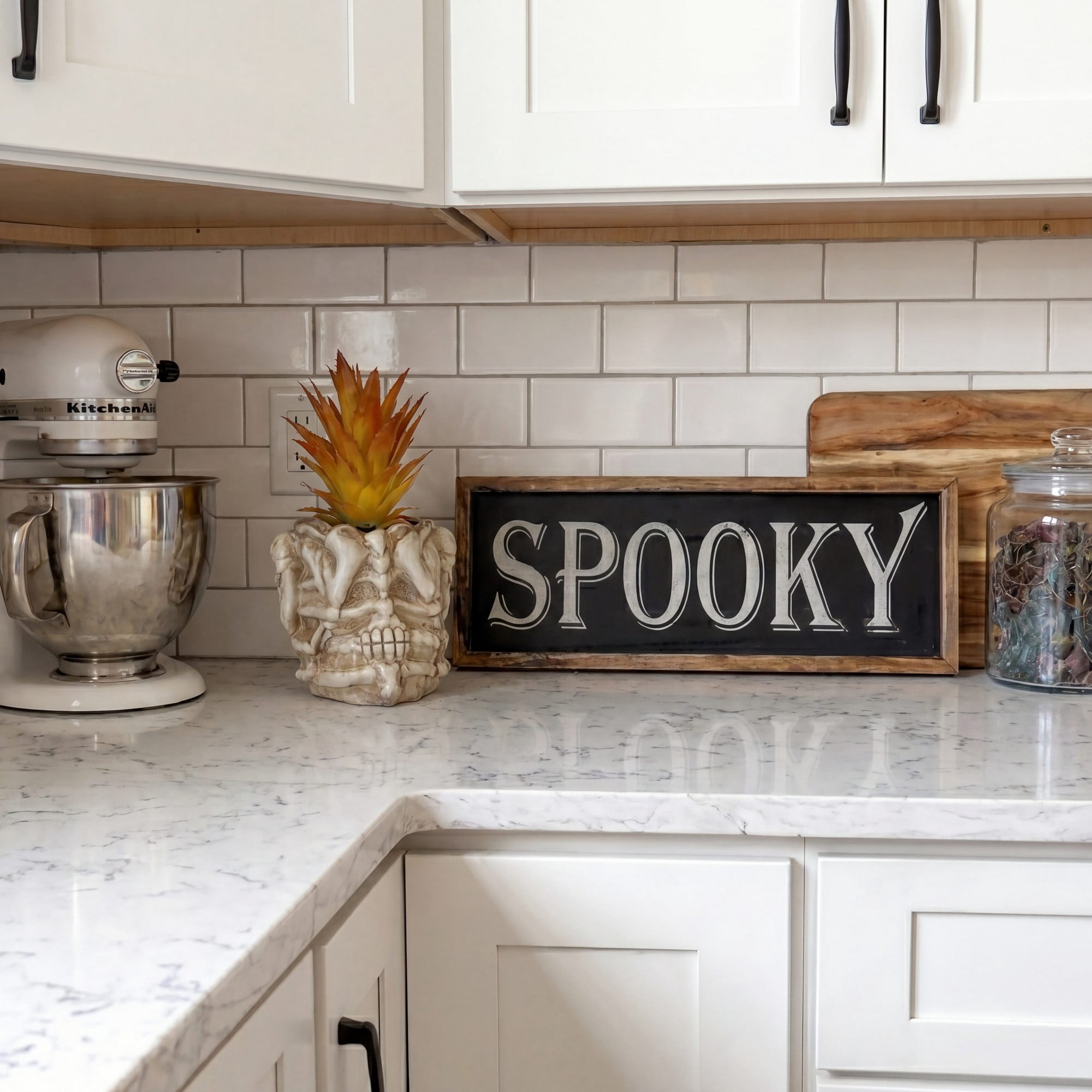7in. Artificial Halloween Succulent Plant in Skeleton Planter