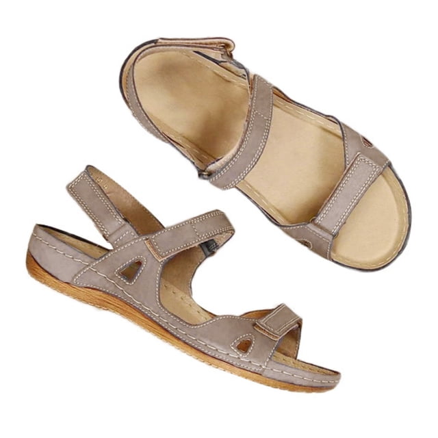 Sandales à Talon Compensé Bas pour Femmes Lubelski, Bout Ouvert, à Double Bride Ajustable