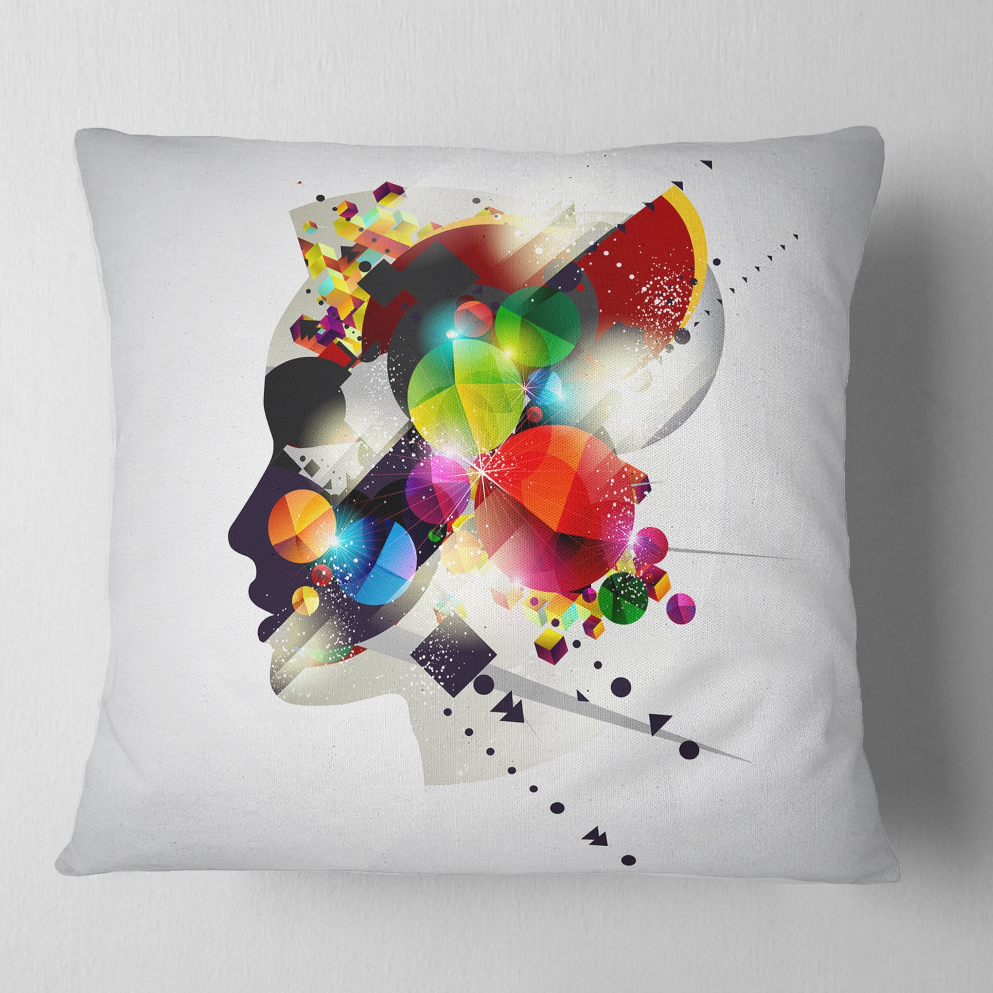 Designart Woman Abstract Profile - Abstract Throw Pillow - 18x18