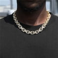 thumbnail image 3 of FEEL STYLE Male Zircon Gold Plated Byzantium Link Chain Necklace for Men Women 12MM 18", 3 of 5