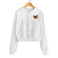 thumbnail image 3 of VEKDONE Junior Sweatshirt Graphic Crop Sweatshirts for Women Zip Up Long Sleeve Hoodies Jacket Fall Fashion Butterfly Embroidery Pullover Blouse White,L, 3 of 6