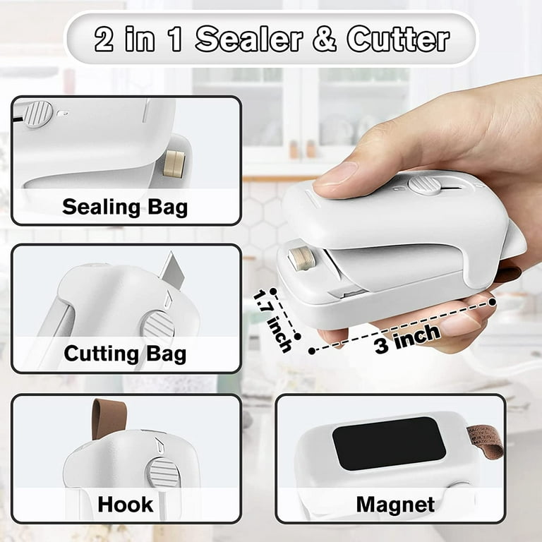 Buy Mini Chip Bag Sealer, Handheld Heat Vacuum Sealer and Cutter, Portable  Chip Bag Resealer Machine for Snack Plastic Fresh Bags Cookies-GREEN Online