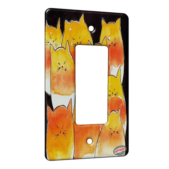 KuzmarK™ 1 Gang Rocker Wall Plate - Nine Candy Corn Kitties Abstract Cat Art by Denise Every