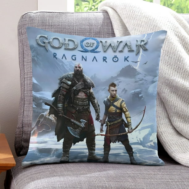 God of Wars Fundas de almohada de terciopelo con tema, regalos de funda de almohada, decoración para el hogar, cojín de lanzar, regalo de cumpleaños para fans y parejas. 45cm x 45cm.