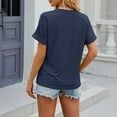 thumbnail image 7 of Pxiakgy t shirts for women Eyelet Circle Solid Color V Neck Buttoned Loose Short Sleeve T Shirt Top Women's womens t shirts womens tops Navy + XXL, 7 of 7