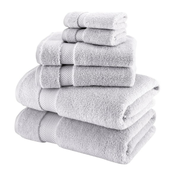 Classic Turkish Towels CTT - Luxury 6 Piece Towel Set, 100% Turkish Cotton, Quick Drying, Highly Absorbent & Comfy, Includes 2 Bath Towels, 2 Hand Towels & 2 Washcloths | (Platinum)