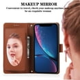 thumbnail image 6 of Compatible with iPhone XR Wallet Case, with Wrist Strap and Crossbody Strap, Make-up Mirror PU Leather Flip Credit Cell Cover Kickstand for iPhone XR Girls Women, Brown, 6 of 8