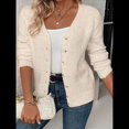 thumbnail image 4 of Suéteres para Mujer, Otoño Invierno, Cuello en V, Botones, Suéter, Chaqueta, Tops de Punto. Albaricoque L, 4 of 10
