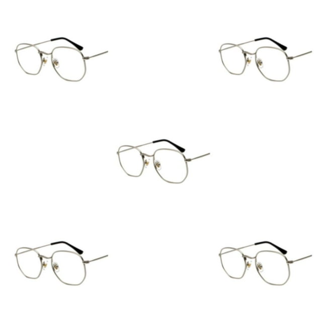 mmirethe Lightweight Frame Unisex Hexagon Men Women For Wear Comfortable silver frame C7 5Set