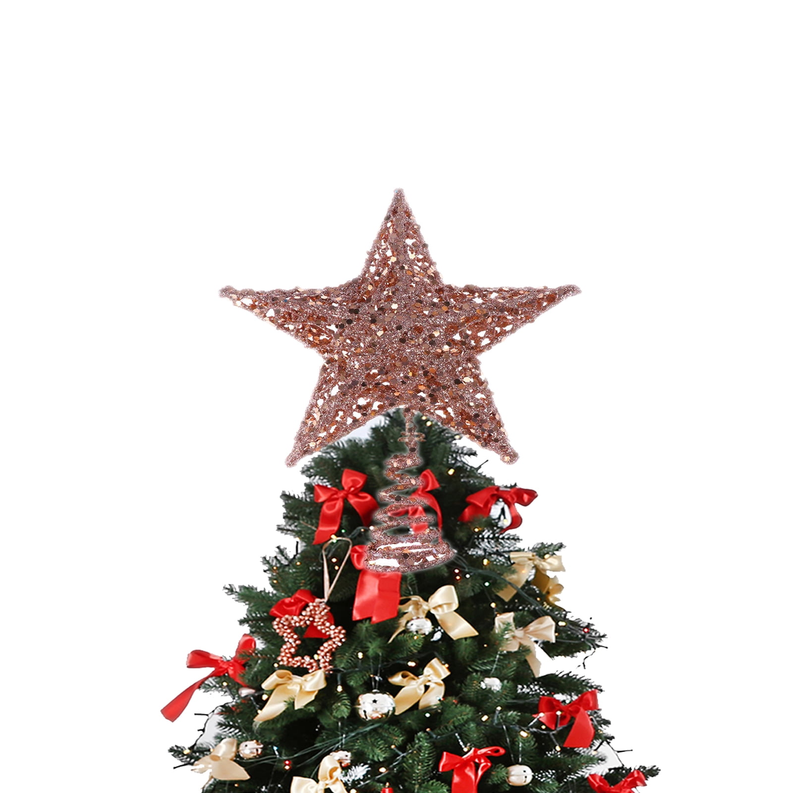 20CM Glitter Red Christmas Tree Star Topper Stars Ornaments Christmas Baubles 