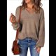 thumbnail image 1 of Suéteres de Punto para Mujer, Otoño, Cuello en V, Larga, Suéter Informal Holgado. Café S, 1 of 8