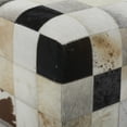 thumbnail image 5 of DecMode Leather Handmade Stool with Patchwork Pattern, Multi Colored, 5 of 9