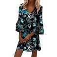 thumbnail image 1 of Icvfdpl Robes de Plage pour Femmes, Col en V Polyvalent Coupe Ample Vacances Usage Quotidien Printemps Mode Robe d'Été pour Femmes,L, 1 of 5
