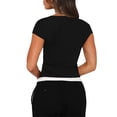 thumbnail image 4 of Nituyy Women T-shirt, Low-cut Short Sleeve Pleated Solid Slim Fit Summer Tops, 4 of 5