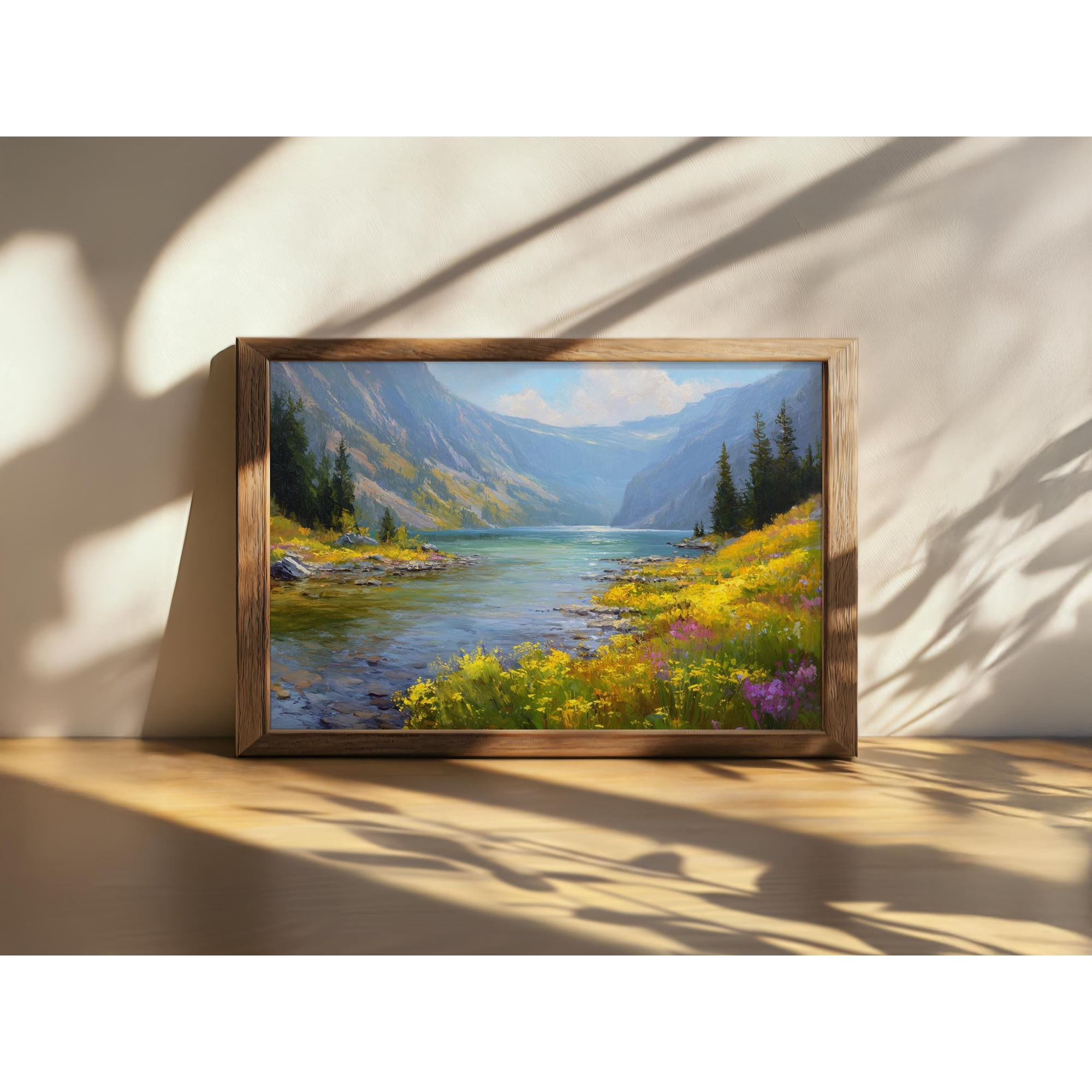 Avalanche Lake Glacier National Park Montana Mountain Forest Lakeside Spring Wildflower Nature Botanical Wall Art Poster , Poster Print Only