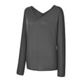 thumbnail image 7 of GigrtiJin Plus Size Tops for Women Long-Sleeved Casual V-Neck Pullover Top Solid Color Basic Loose Shirt Blouse, 7 of 7