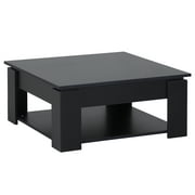 Homcom Table basse moderne à 2 niveaux avec étagère de rangement, meuble de salon, noir